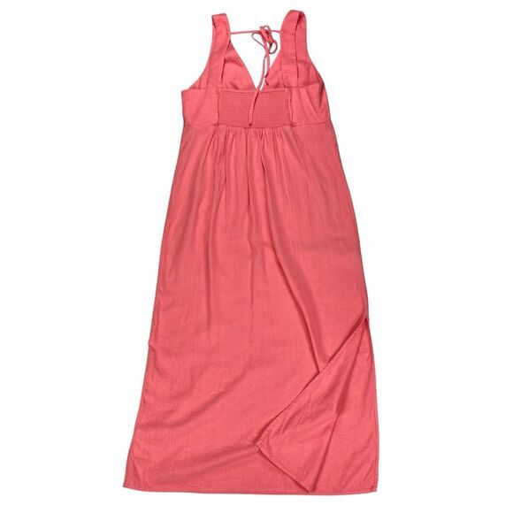 Old Navy Linen Maxi Dress Womens Sz S Pink Rose V-Neck Summer Beachy Coastal New - Picture 7 of 14